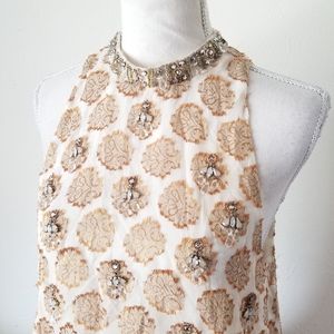 Kimchi Blue Gold Embellished Beaded Halter Top M